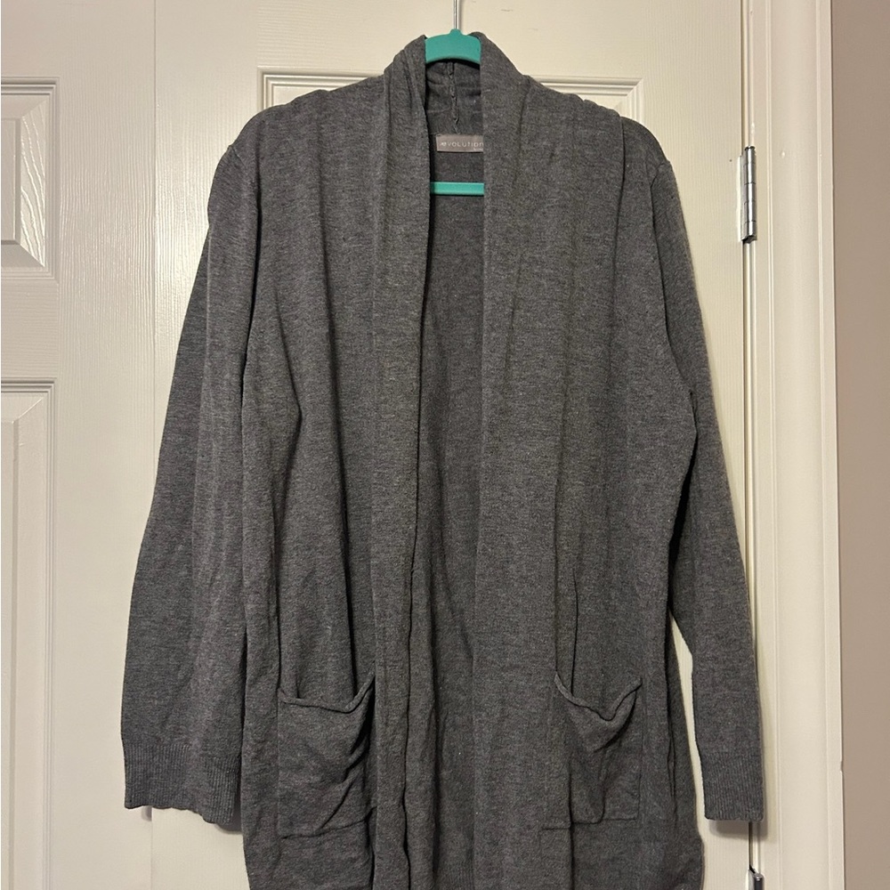 Gray Open-Front Sweater